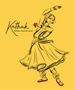 Indian classical dance Kathak sketch or vector illustration
